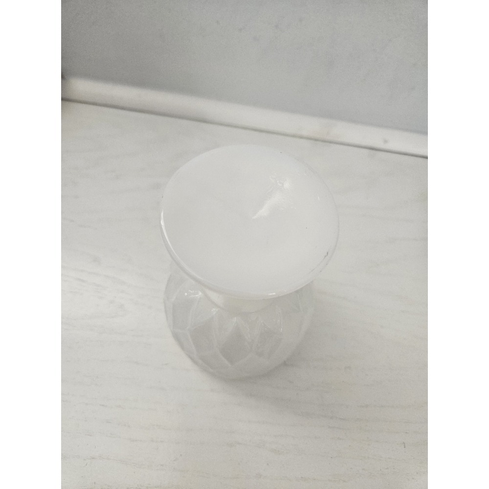 Vintage Anchor Hocking Textured Diamond Pattern White Milk Glass Stemmed Chalice - Picture 8 of 10
